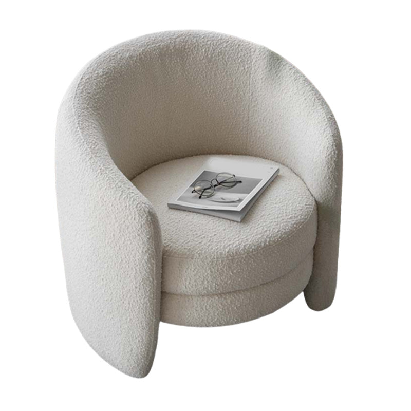 White Fixed Back Lounge Chair Arms Included Barrel Chair for Living Room Wool Blend 1 Piece Clearhalo 'Accent Chairs' 'accent_chairs' 'Chairs & Seating' 'furn' 'furn_accent_chairs' 'Furniture' 'Living Room Furniture' 7444041