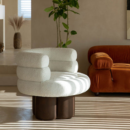 White Lounge Chair Arms Included Barrel Chair for Living Room Wool Blend 1 Piece Clearhalo 'Accent Chairs' 'accent_chairs' 'Chairs & Seating' 'furn' 'furn_accent_chairs' 'Furniture' 'Living Room Furniture' 7444046