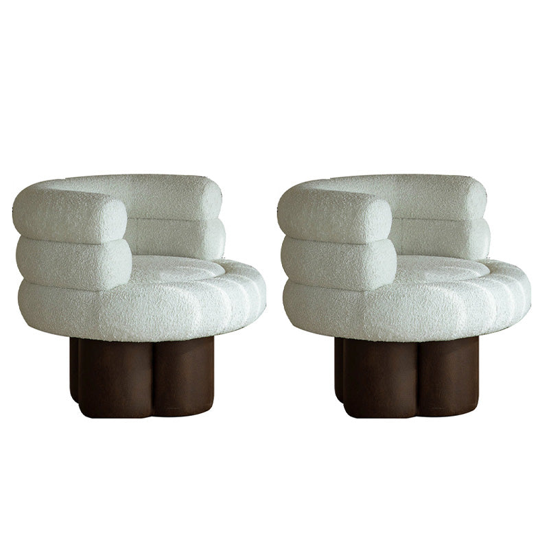 White Lounge Chair Arms Included Barrel Chair for Living Room Wool Blend 2 Piece Set Clearhalo 'Accent Chairs' 'accent_chairs' 'Chairs & Seating' 'furn' 'furn_accent_chairs' 'Furniture' 'Living Room Furniture' 7444047
