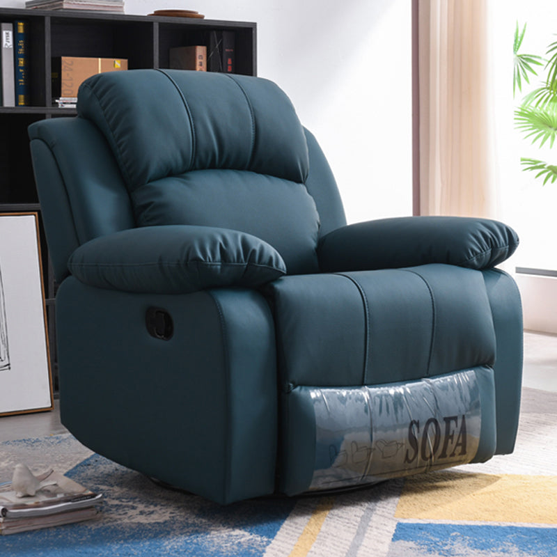 Contemporary Wing Chair Recliner Metal Solid Color Arm Swivel Rocker Indoor Dark Blue Clearhalo 'Chairs & Seating' 'furn' 'furn_recliners' 'Furniture' 'Living Room Furniture' 'Recliners' 7444065