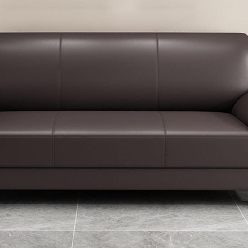 コンテンポラリーフェイクレザーソファウッドフレームピロートップアームソファ