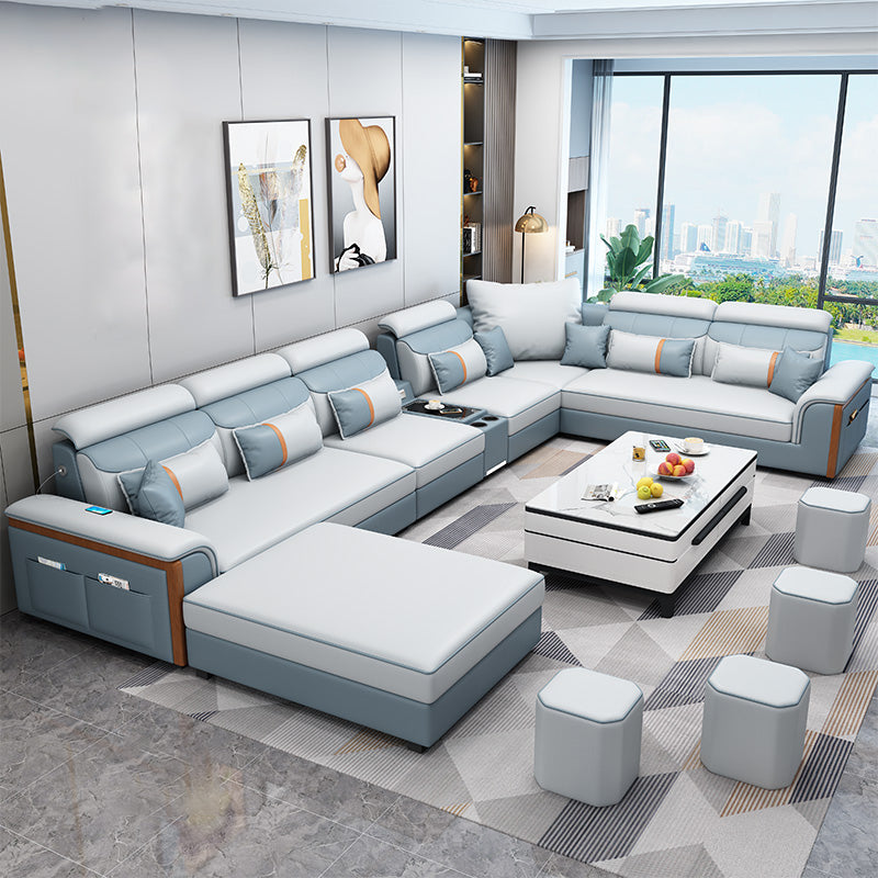Moderno braccio top a cuscino contemporaneo sezionale, divano sezionale in pelle finta