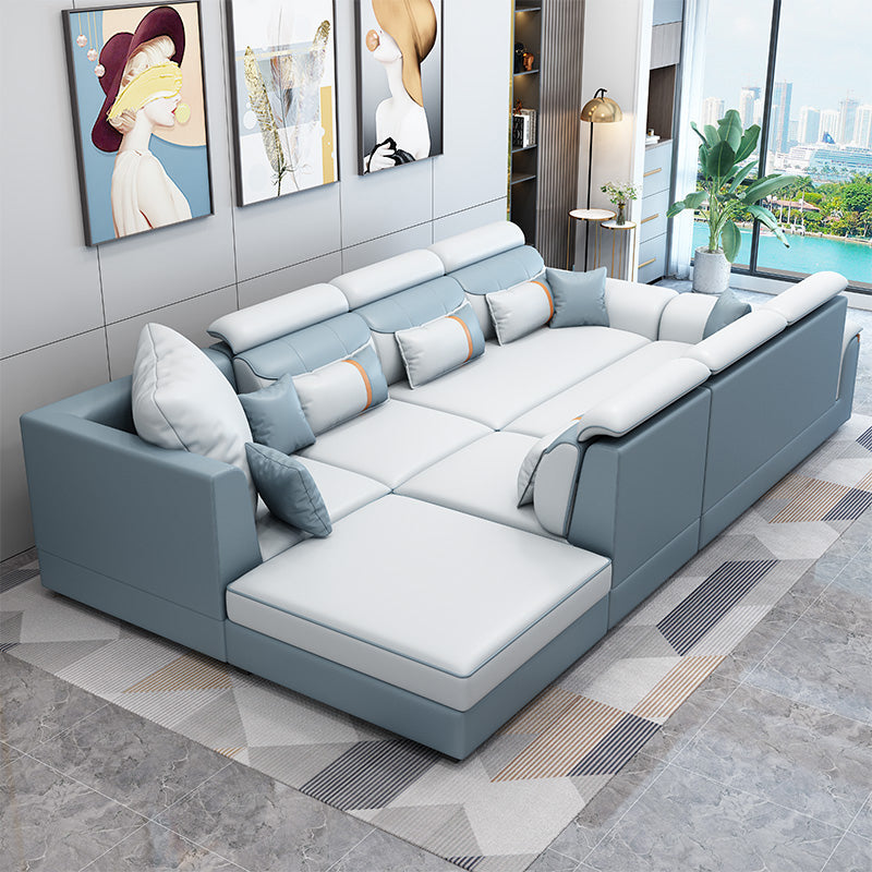 Moderno braccio top a cuscino contemporaneo sezionale, divano sezionale in pelle finta