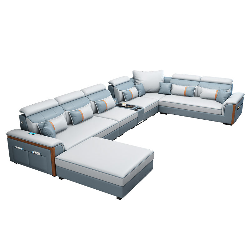 Moderno braccio top a cuscino contemporaneo sezionale, divano sezionale in pelle finta