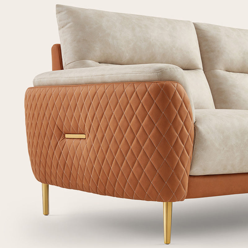 Faux Leather Modern Sectional Sofa, Pillow Top Arm Sectional couch