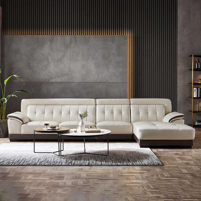 Canapé sectionnel du bras supérieur avec un salon en cuir authentique tufté canapé sectionnel