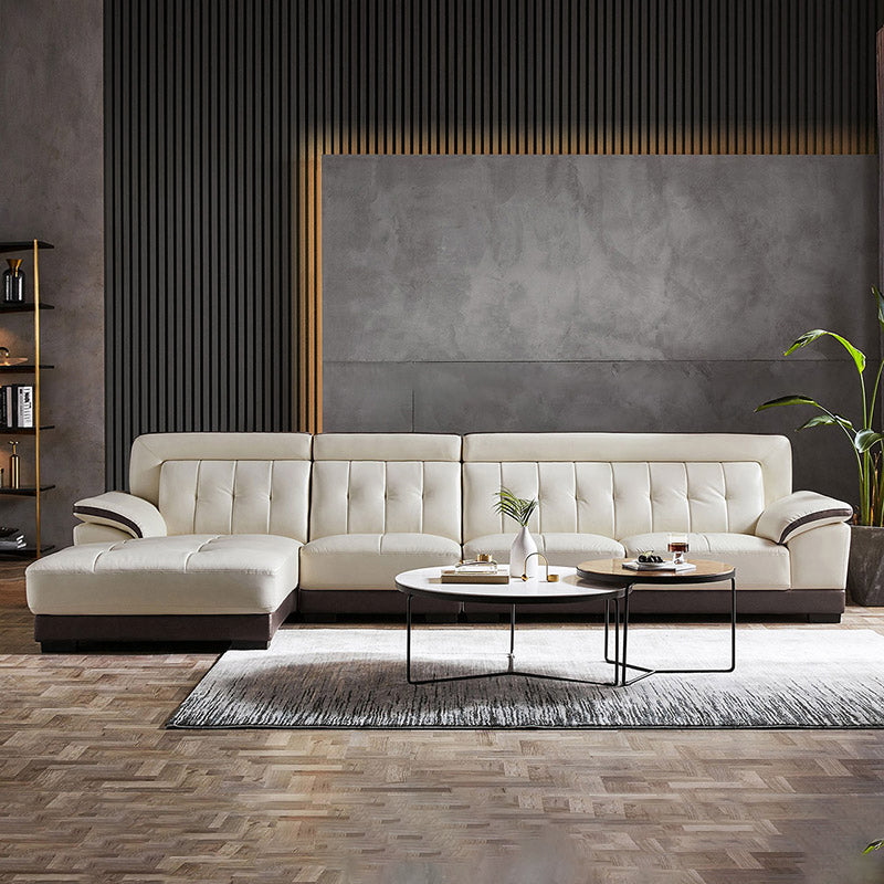 Canapé sectionnel du bras supérieur avec un salon en cuir authentique tufté canapé sectionnel