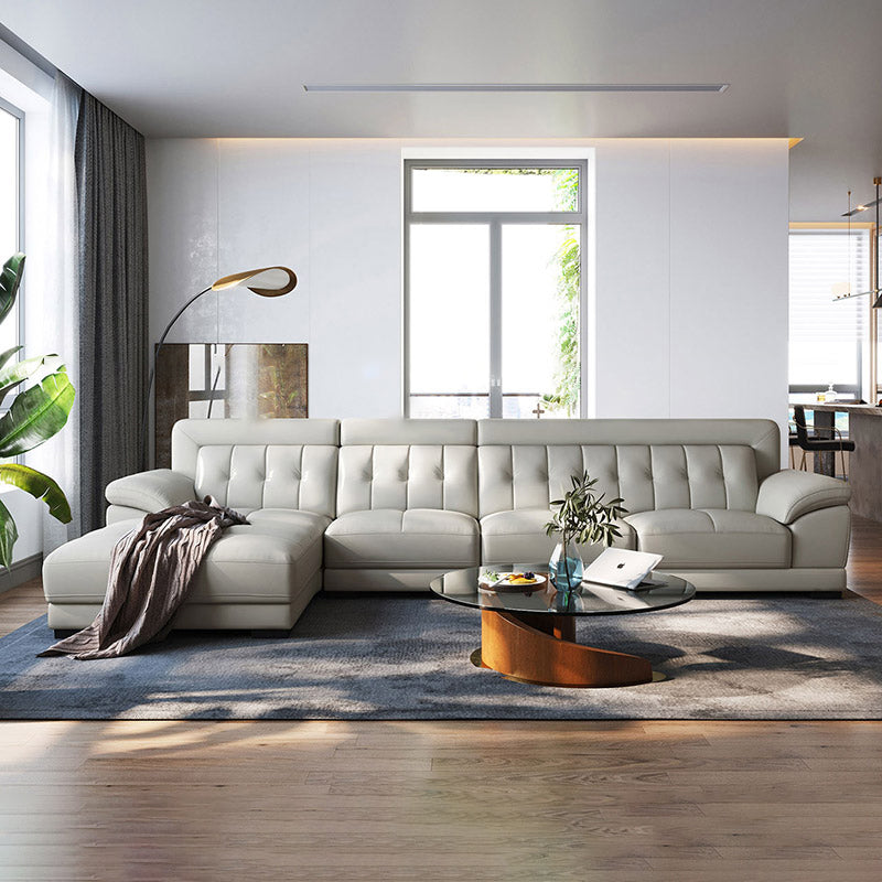 Canapé sectionnel du bras supérieur avec un salon en cuir authentique tufté canapé sectionnel