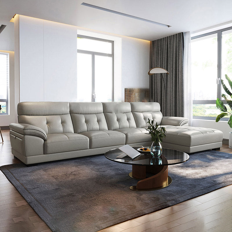 Canapé sectionnel du bras supérieur avec un salon en cuir authentique tufté canapé sectionnel