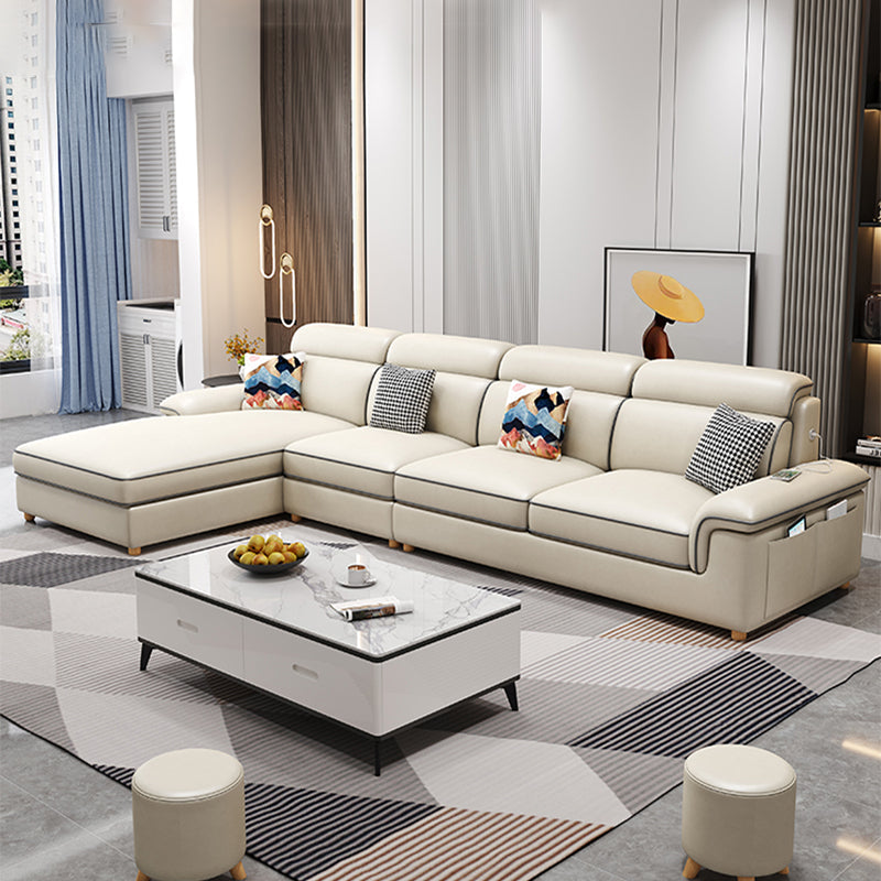 130.7 "Kussen Top Arm Sectionals, Scandinavian Natural Leg Sectional Set