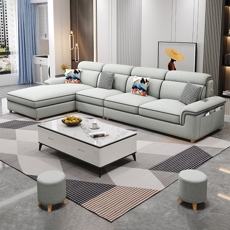 130.7 "Kussen Top Arm Sectionals, Scandinavian Natural Leg Sectional Set