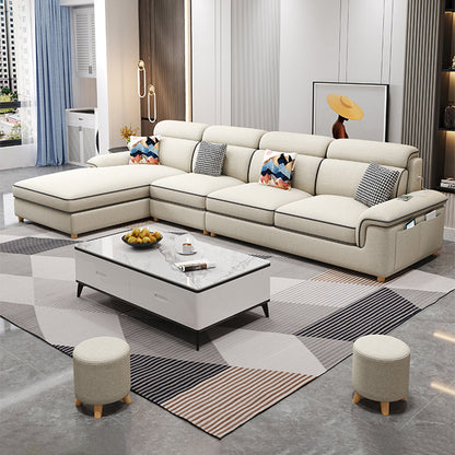 130.7 "Kussen Top Arm Sectionals, Scandinavian Natural Leg Sectional Set