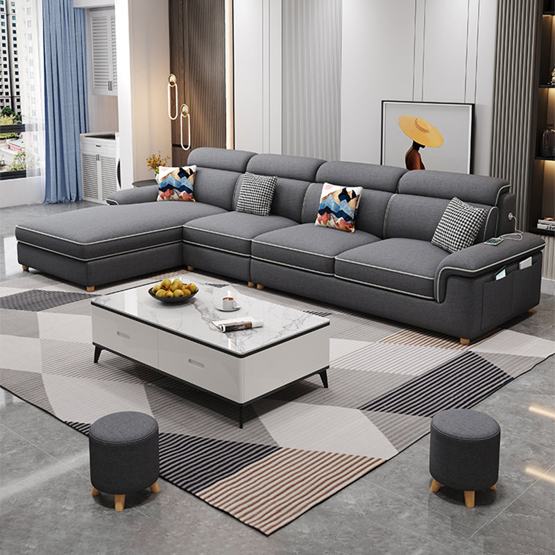 130.7 "Kussen Top Arm Sectionals, Scandinavian Natural Leg Sectional Set