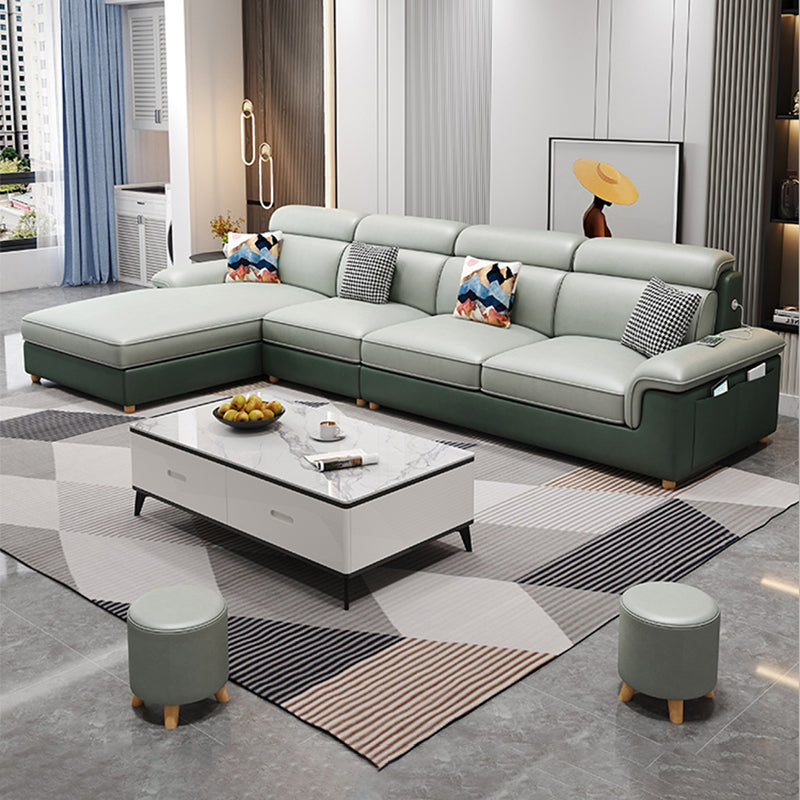 130.7 "Kussen Top Arm Sectionals, Scandinavian Natural Leg Sectional Set