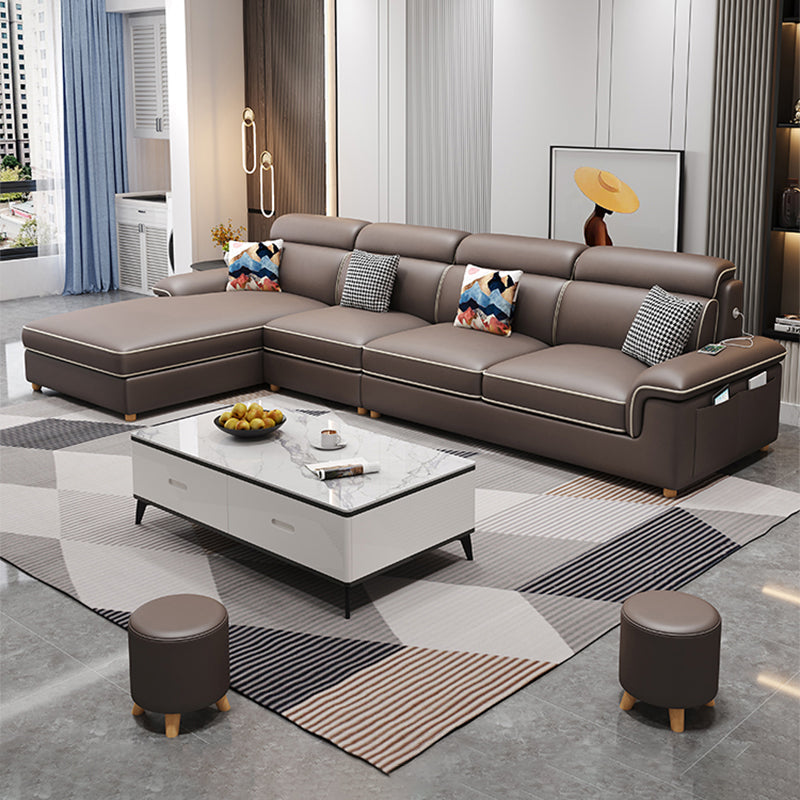 130.7 "Kussen Top Arm Sectionals, Scandinavian Natural Leg Sectional Set