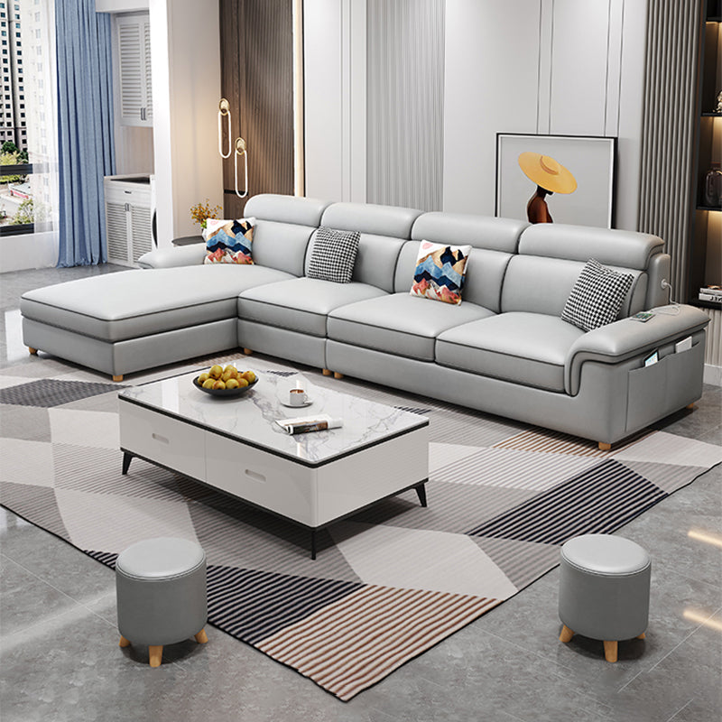 130.7 "Kussen Top Arm Sectionals, Scandinavian Natural Leg Sectional Set