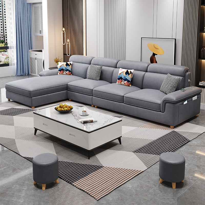 130.7 "Kussen Top Arm Sectionals, Scandinavian Natural Leg Sectional Set