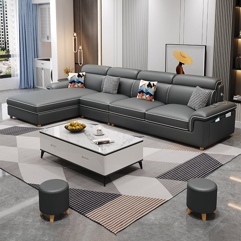 130.7 "Kussen Top Arm Sectionals, Scandinavian Natural Leg Sectional Set