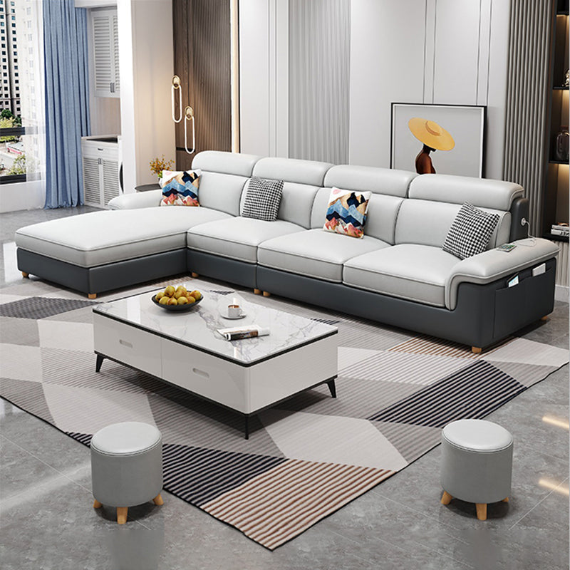 130.7 "Kussen Top Arm Sectionals, Scandinavian Natural Leg Sectional Set