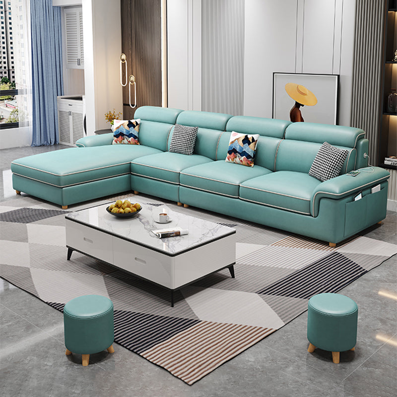 130.7 "Kussen Top Arm Sectionals, Scandinavian Natural Leg Sectional Set