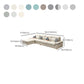 130.7 "Kussen Top Arm Sectionals, Scandinavian Natural Leg Sectional Set