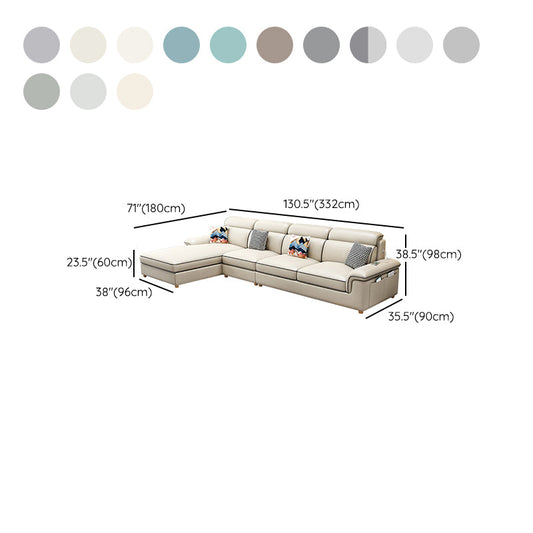 130.7 "Kussen Top Arm Sectionals, Scandinavian Natural Leg Sectional Set