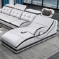 Modern Tufted Power Sectional & Chaise Gray Genuine Leather Sectional Sofa with Storage