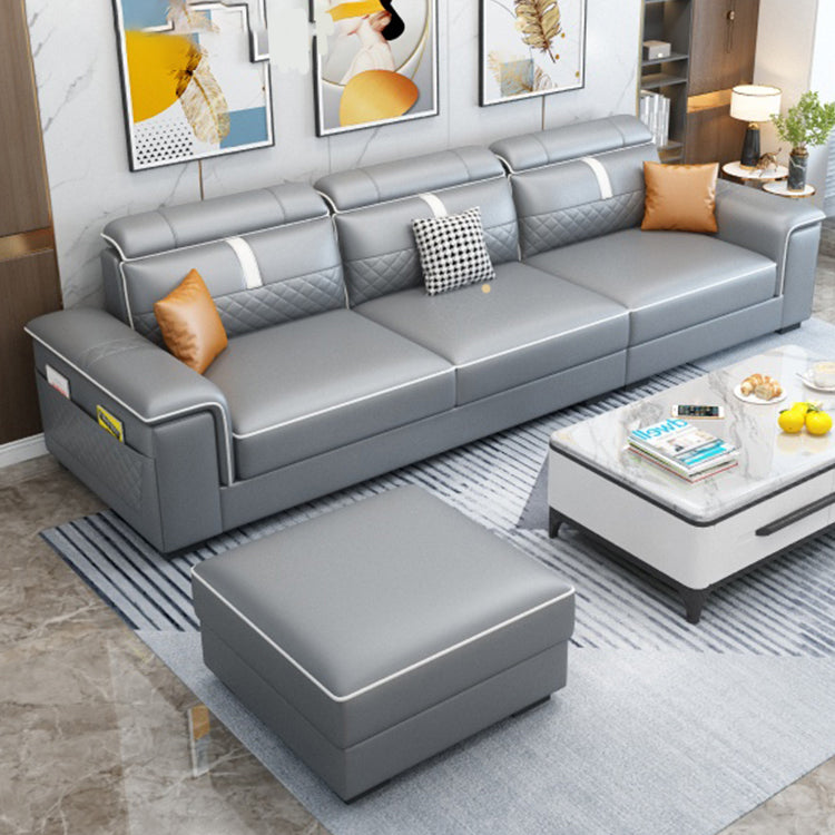 ピロートップアームソファ35.43 "高フェイクレザーソファステイン耐性