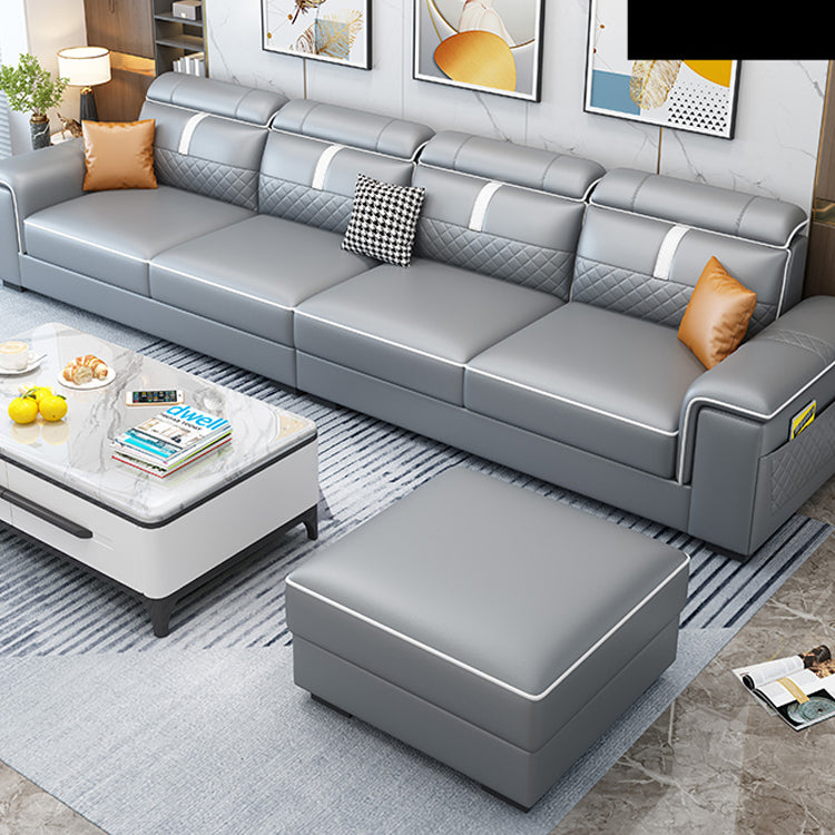 ピロートップアームソファ35.43 "高フェイクレザーソファステイン耐性