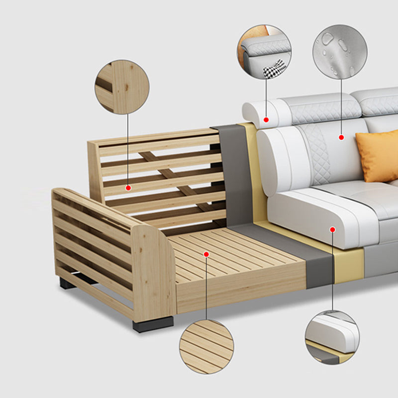 ピロートップアームソファ35.43 "高フェイクレザーソファステイン耐性