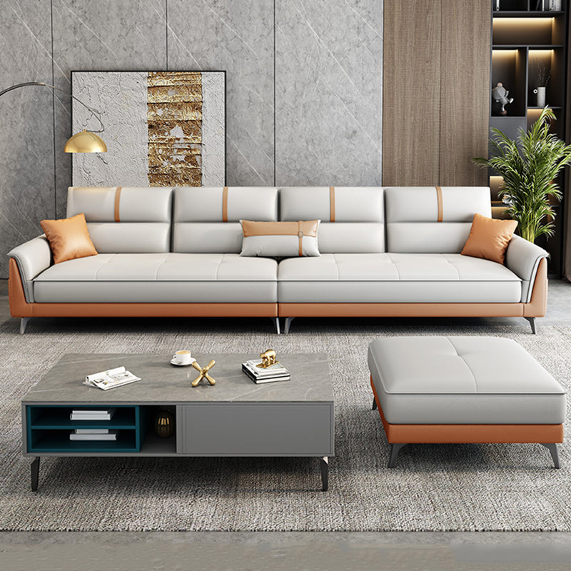 Pillow Top Arm Sofa 35.43" High Faux Leather Sofa for Living Room Clearhalo 'furn' 'furn_sofas' 'Furniture' 'Living Room Furniture' 'Sofa' 'sofas' 7445300