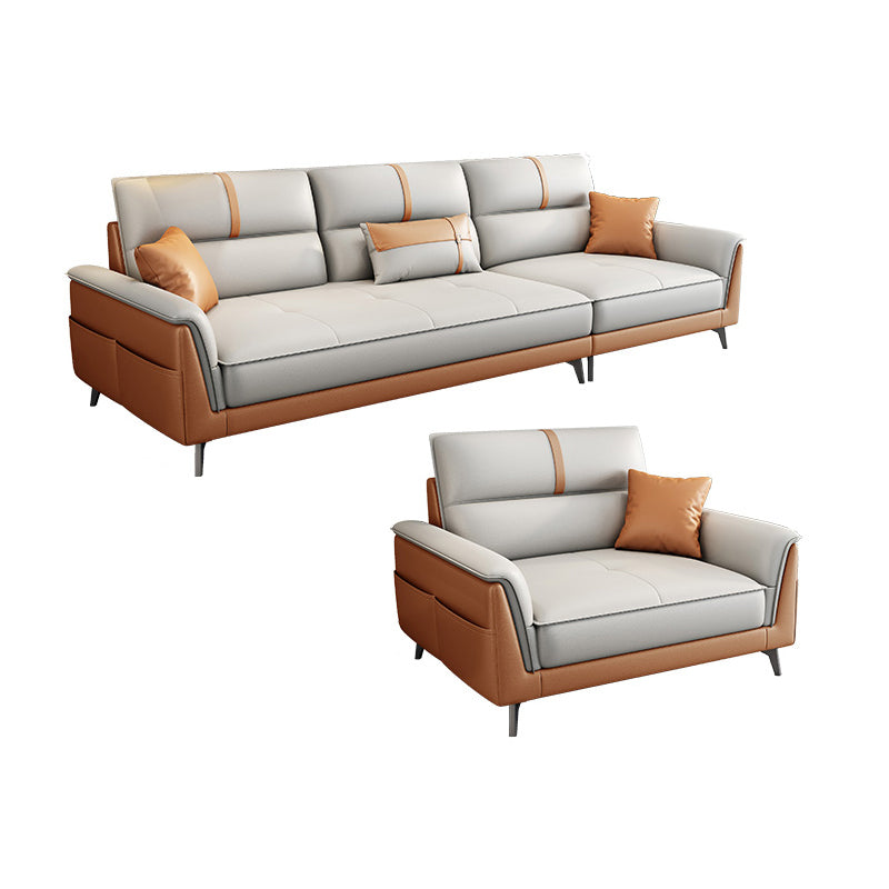 Pillow Top Arm Sofa 35.43" High Faux Leather Sofa for Living Room 1-Seater Sofa with 3-Seater Sofa Faux Leather Clearhalo 'furn' 'furn_sofas' 'Furniture' 'Living Room Furniture' 'Sofa' 'sofas' 7445301