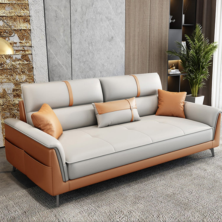 Pillow Top Arm Sofa 35.43" High Faux Leather Sofa for Living Room Clearhalo 'furn' 'furn_sofas' 'Furniture' 'Living Room Furniture' 'Sofa' 'sofas' 7445303