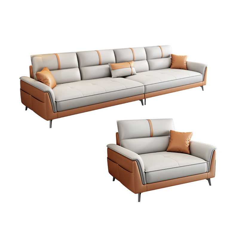 Pillow Top Arm Sofa 35.43" High Faux Leather Sofa for Living Room 4-Seater Sofa with 1-Seater Sofa Faux Leather Clearhalo 'furn' 'furn_sofas' 'Furniture' 'Living Room Furniture' 'Sofa' 'sofas' 7445304