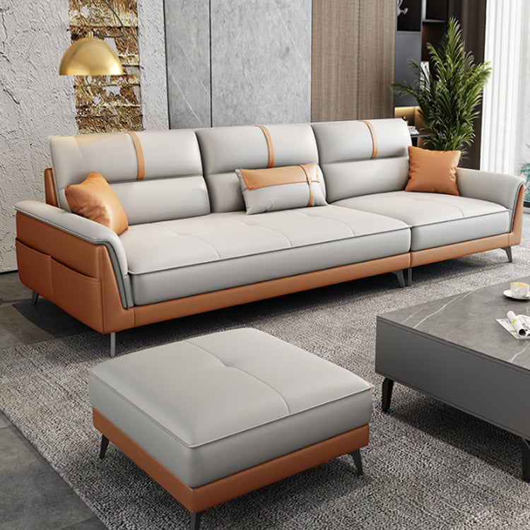 Pillow Top Arm Sofa 35.43" High Faux Leather Sofa for Living Room Clearhalo 'furn' 'furn_sofas' 'Furniture' 'Living Room Furniture' 'Sofa' 'sofas' 7445307