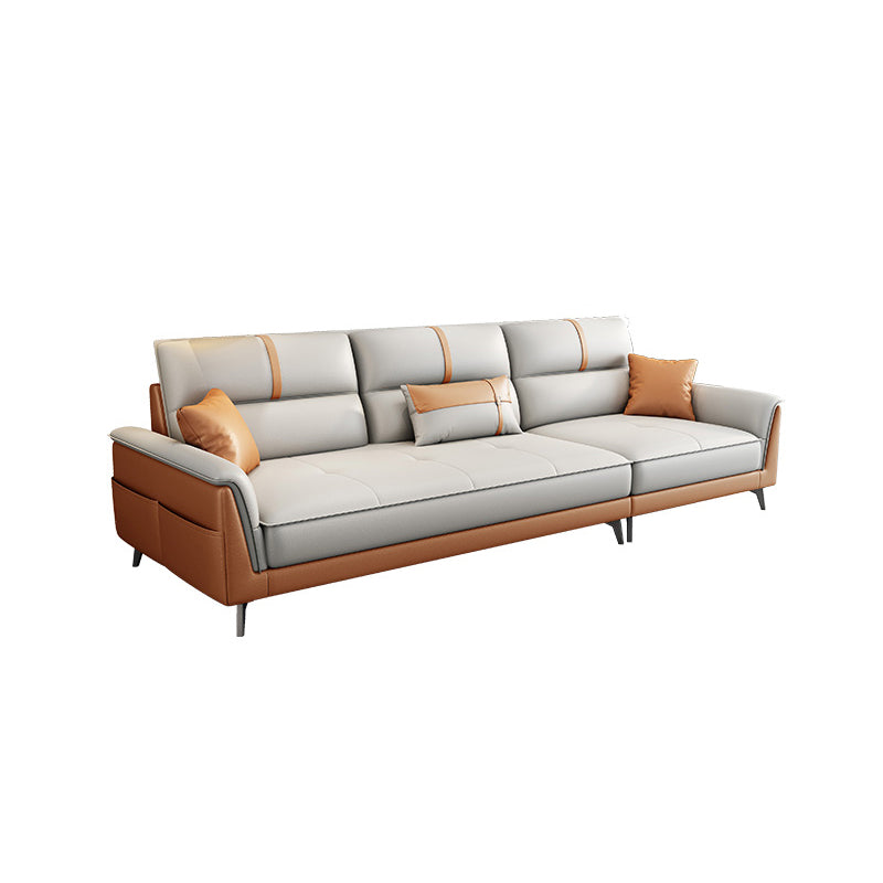 Pillow Top Arm Sofa 35.43" High Faux Leather Sofa for Living Room Clearhalo 'furn' 'furn_sofas' 'Furniture' 'Living Room Furniture' 'Sofa' 'sofas' 7445309