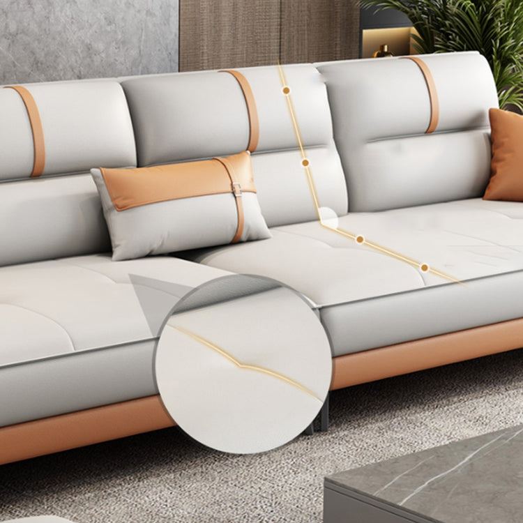 Pillow Top Arm Sofa 35.43" High Faux Leather Sofa for Living Room Clearhalo 'furn' 'furn_sofas' 'Furniture' 'Living Room Furniture' 'Sofa' 'sofas' 7445311