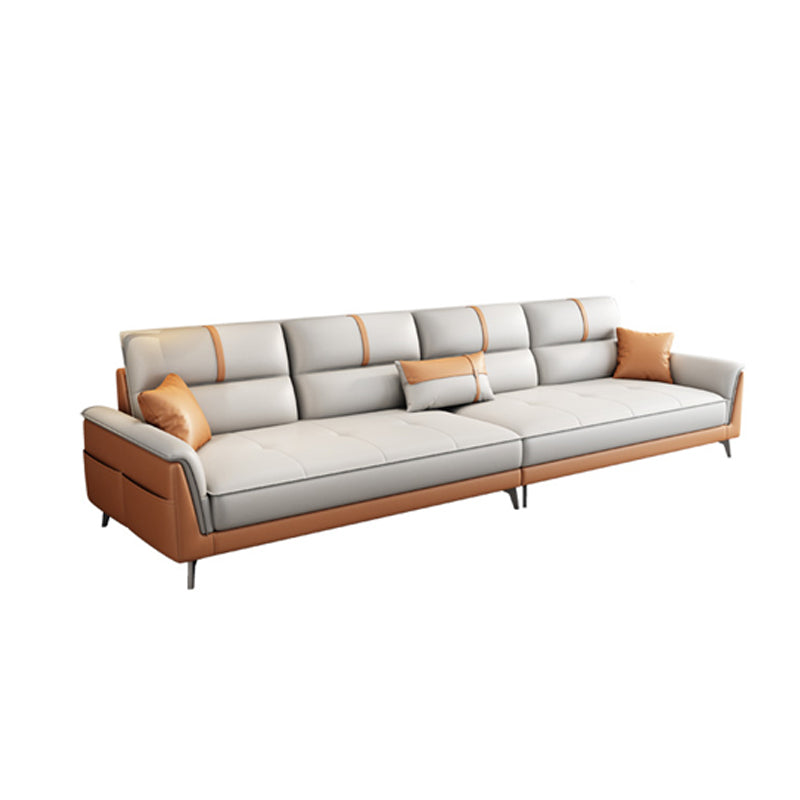 Pillow Top Arm Sofa 35.43" High Faux Leather Sofa for Living Room Clearhalo 'furn' 'furn_sofas' 'Furniture' 'Living Room Furniture' 'Sofa' 'sofas' 7445314