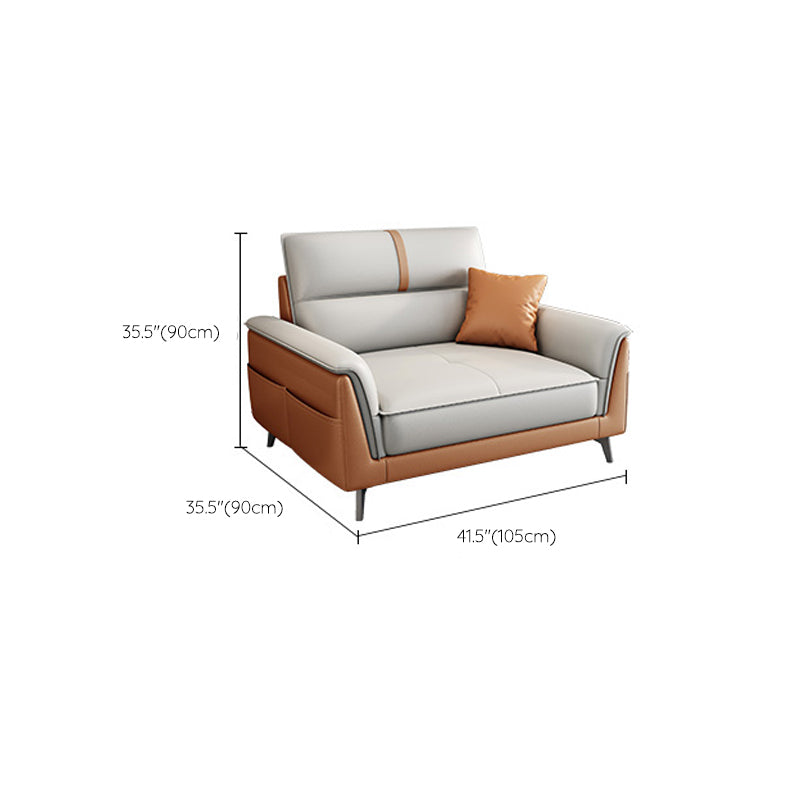 Pillow Top Arm Sofa 35.43" High Faux Leather Sofa for Living Room Clearhalo 'furn' 'furn_sofas' 'Furniture' 'Living Room Furniture' 'Sofa' 'sofas' 7445315