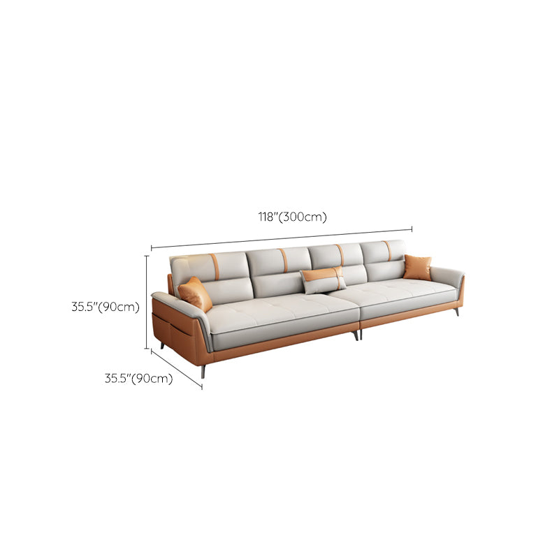 Pillow Top Arm Sofa 35.43" High Faux Leather Sofa for Living Room Clearhalo 'furn' 'furn_sofas' 'Furniture' 'Living Room Furniture' 'Sofa' 'sofas' 7445316
