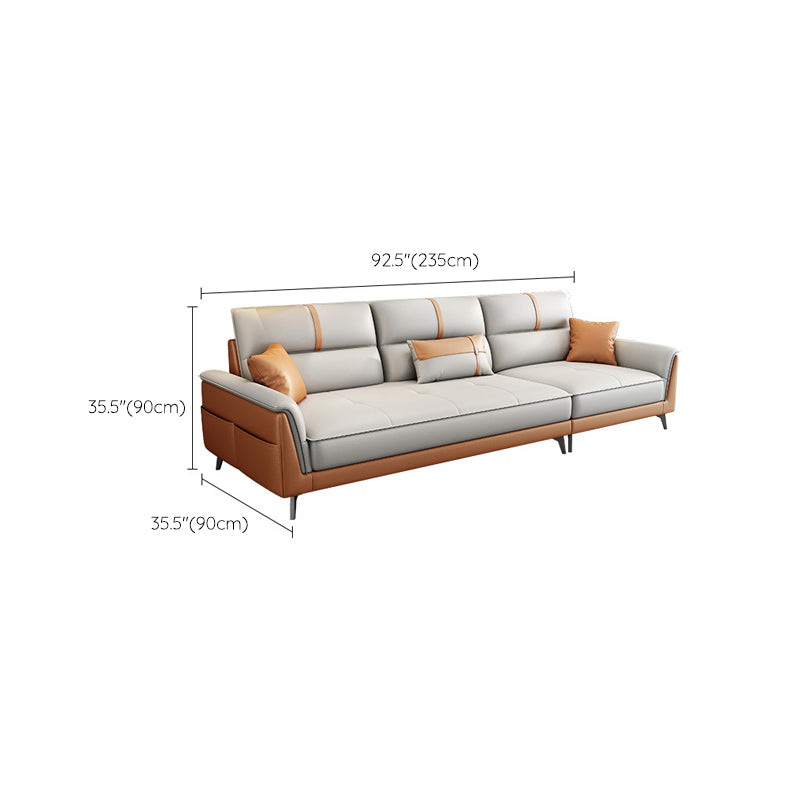 Pillow Top Arm Sofa 35.43" High Faux Leather Sofa for Living Room Clearhalo 'furn' 'furn_sofas' 'Furniture' 'Living Room Furniture' 'Sofa' 'sofas' 7445317