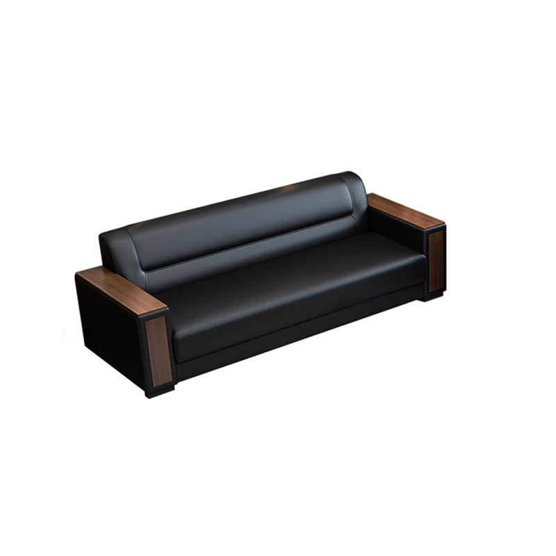 Square Arm Sofa 34.64" High Faux Leather/Genuine Leather Sofa