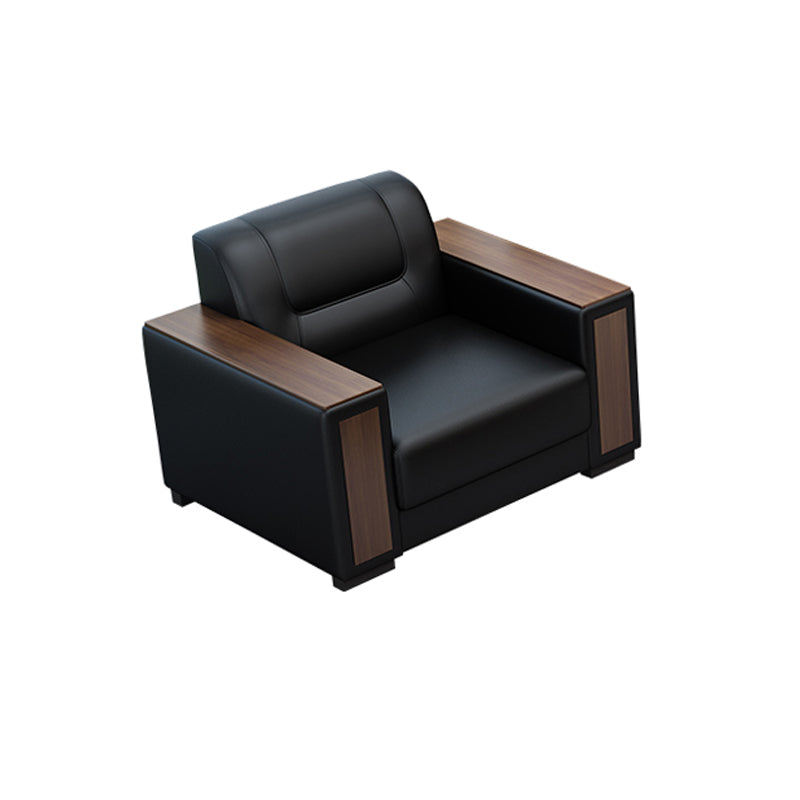 Square Arm Sofa 34.64" High Faux Leather/Genuine Leather Sofa