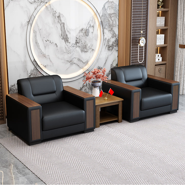 Square Arm Sofa 34.64" High Faux Leather/Genuine Leather Sofa