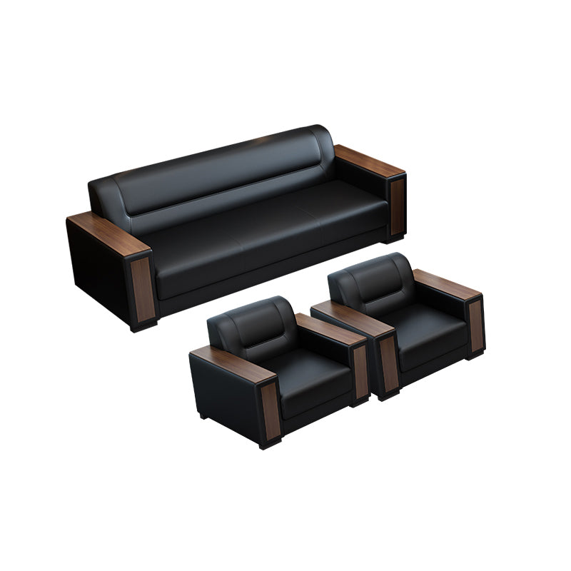 Square Arm Sofa 34.64" High Faux Leather/Genuine Leather Sofa