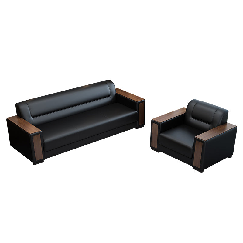 Square Arm Sofa 34.64" High Faux Leather/Genuine Leather Sofa