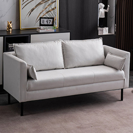 30.7" High Glam Sofa Faux Leather Tuxedo Arm Sofa with 2 Pillows