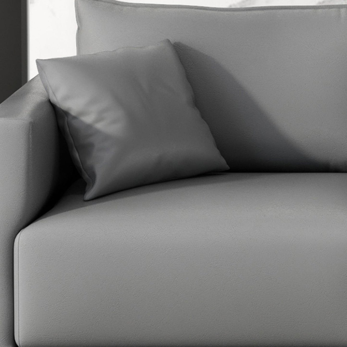 27.16 "Sofa gris haut gris Faux Tuxedo Tuxedo Bras canapé avec oreillers