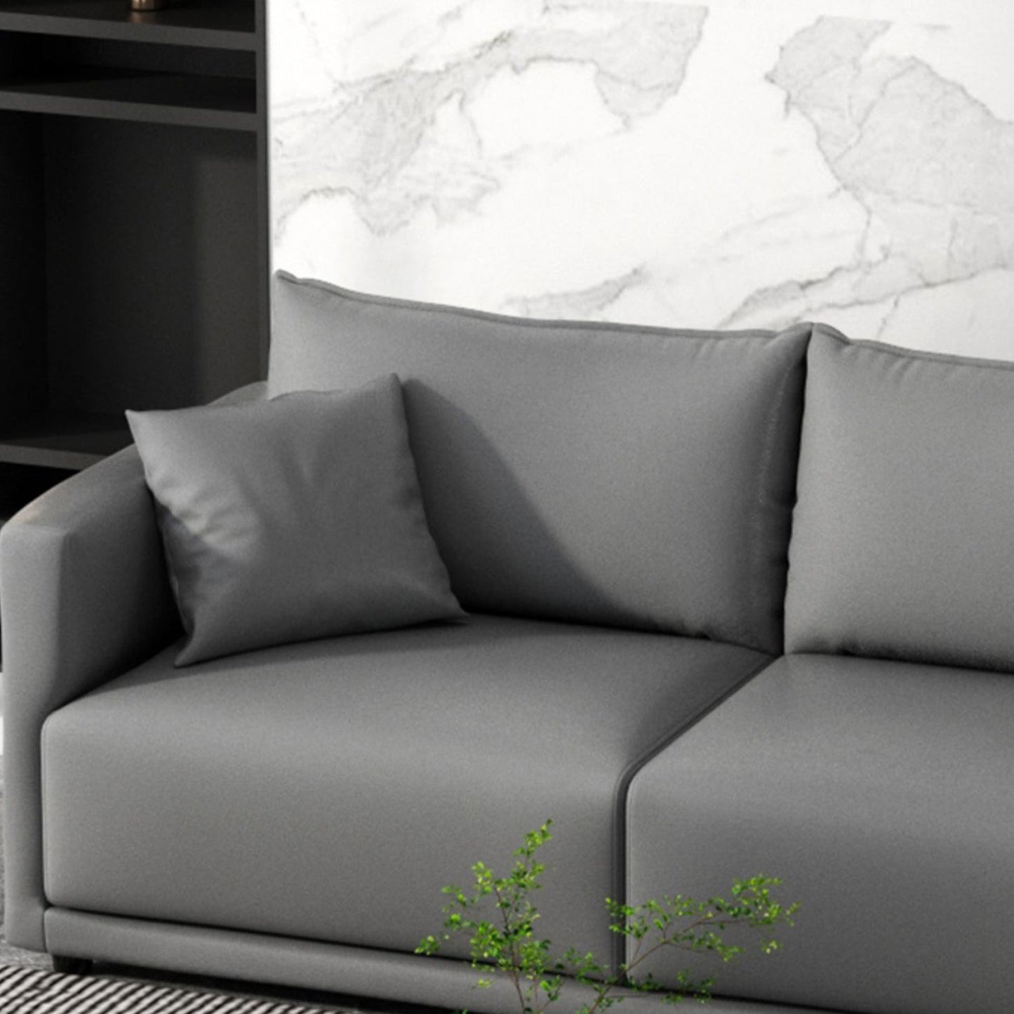 27.16 "Sofa gris haut gris Faux Tuxedo Tuxedo Bras canapé avec oreillers