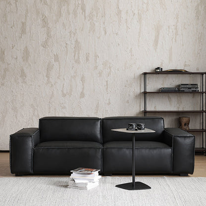 27.55" High Cushions Sofa Faux Genuine Leather Square Arm Sofa